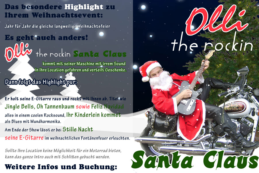 Weihnachtsfeier mit Alleinunterhalter Olli Steudter - the rockin Santa Claus